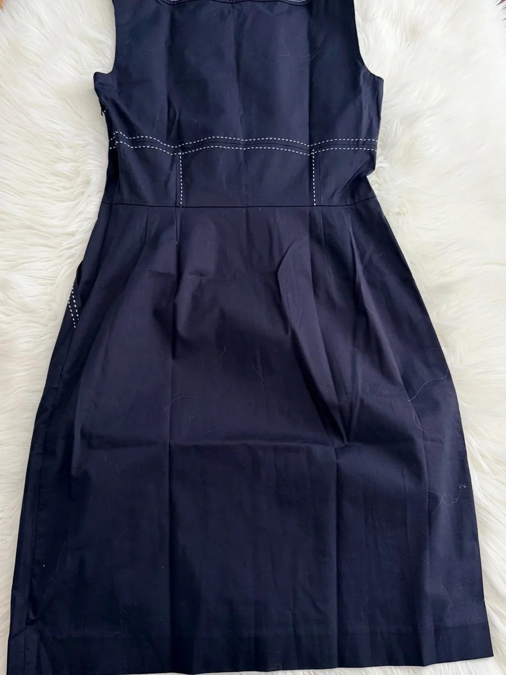 Tory Burch Navy Square-Neck Sleeveless Mini Dress